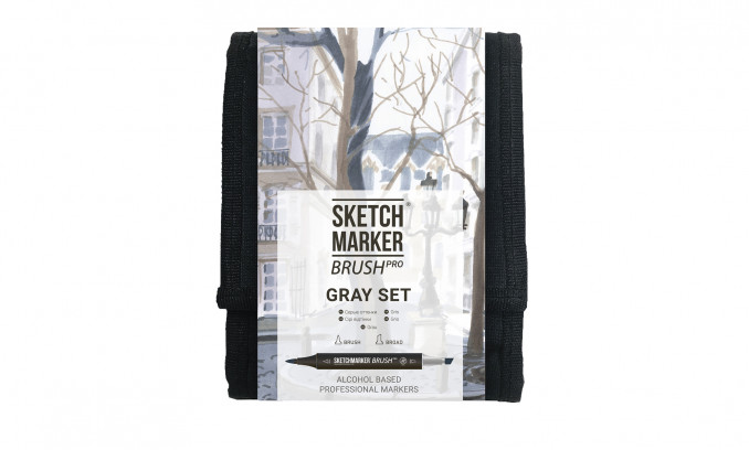 BRUSH PRO 12 GRAY SET (12 markers in the wallet)