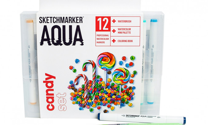 SKETCHMARKER AQUA 12 CANDY SET (12 markers in plastic case)