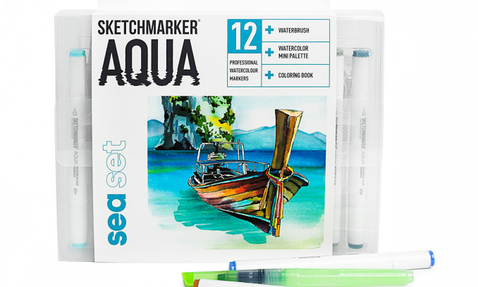 SKETCHMARKER AQUA 12 SEA SET (12 markers in plastic case)